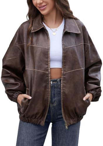 90's Oversized Brown Leather Jacket, Y2K Leather Jacket, Oversized